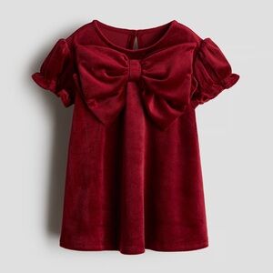 H&M bow detail velour dress